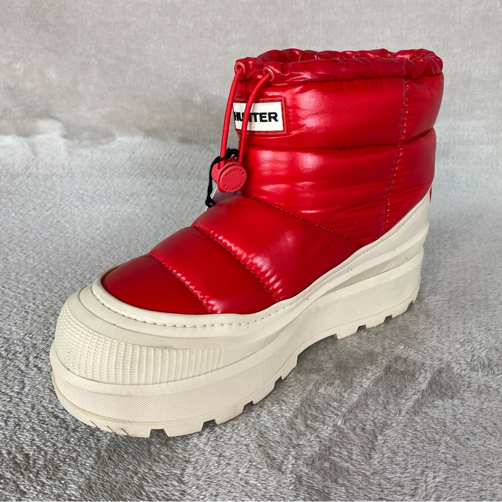 Hunter Amble Bootie Womens Size 5 Red Natural Insulated Waterproof Puffer NEW - Picture 6 of 12